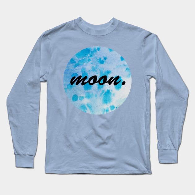 Blue watercolor circle moon Long Sleeve T-Shirt by deadblackpony